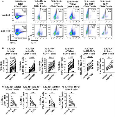 TNF Blockade Maintains an IL-10+ Phenotype in Human Effector CD4+ and CD8+ T Cells